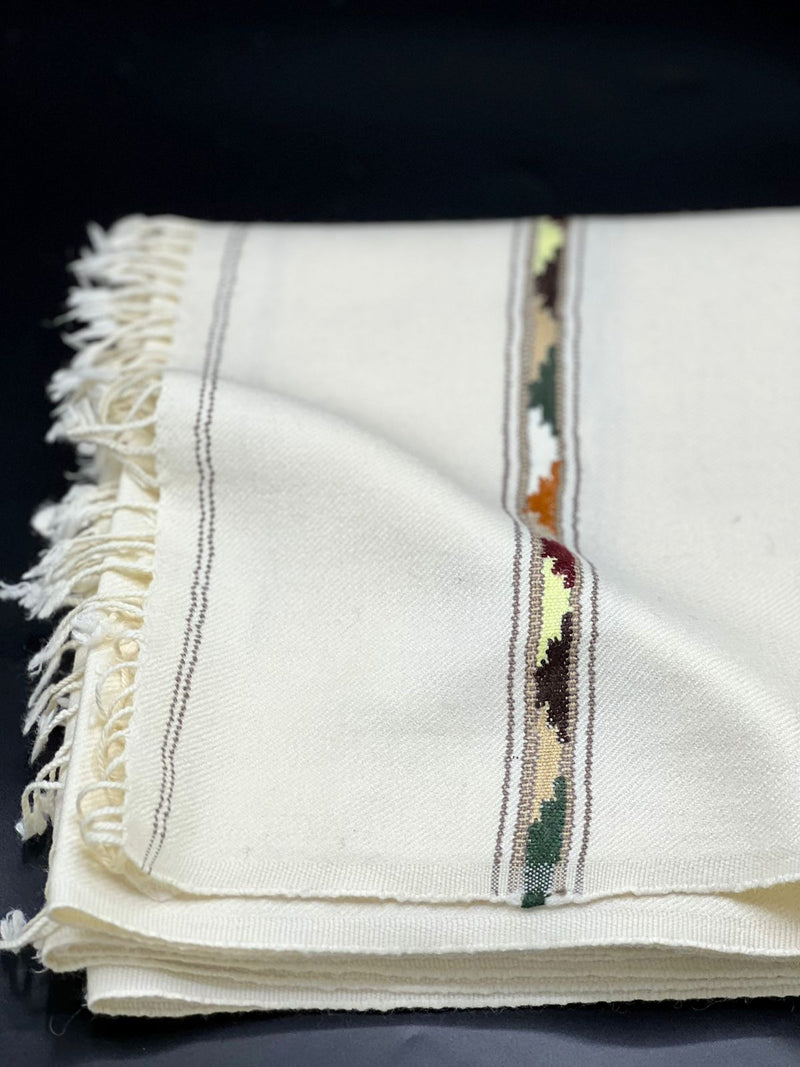 Sahidar off white color shawl (handmade and woolen light weight)