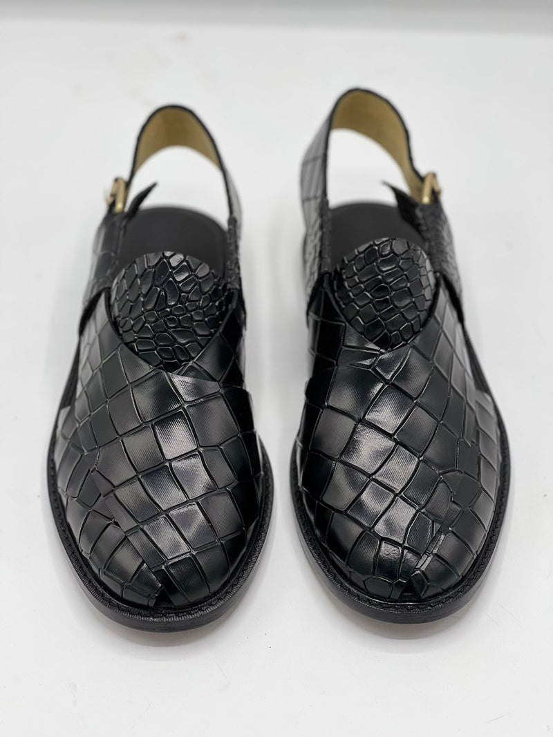 Watan speical leather sole chappal (Black dot 100 % leather)