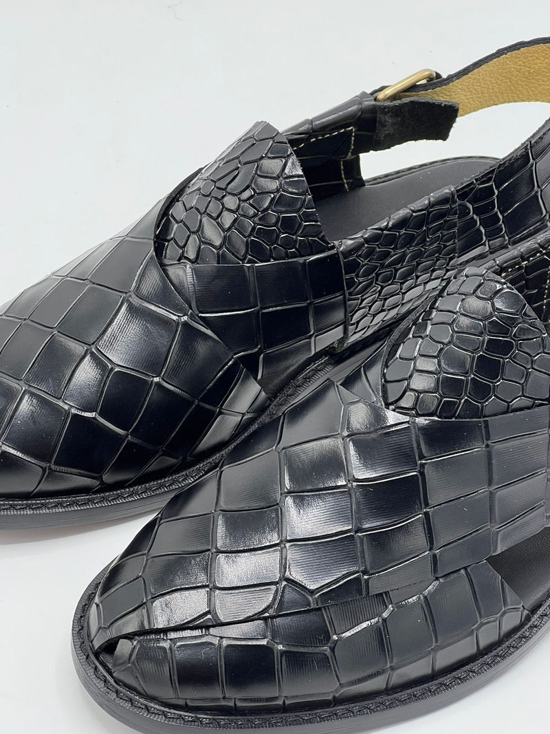 Watan speical leather sole chappal (Black dot 100 % leather)