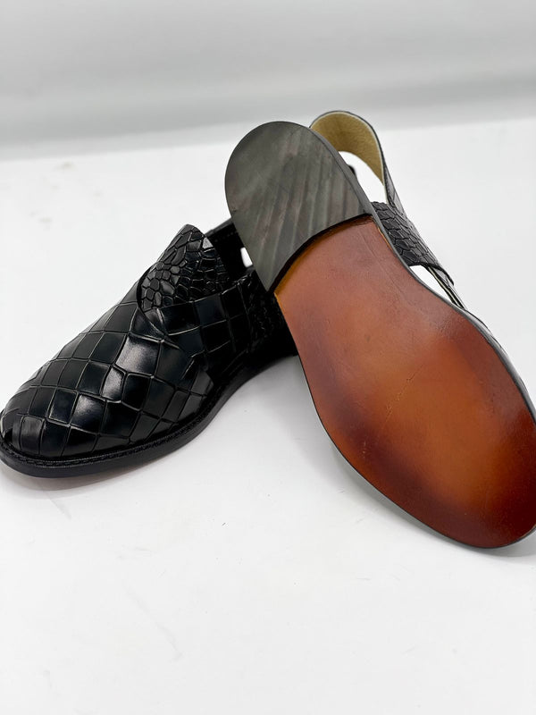 Watan speical leather sole chappal (Black dot 100 % leather)