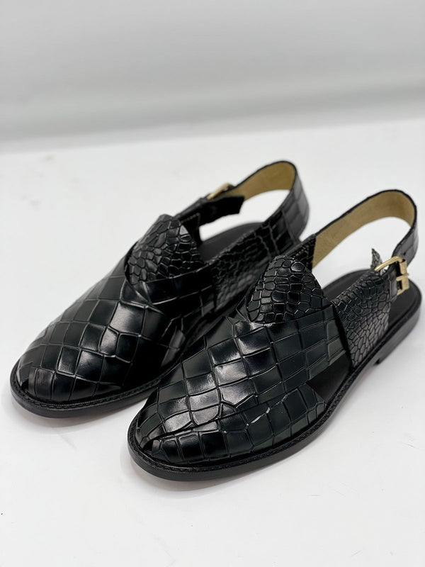 Watan speical leather sole chappal (Black dot 100 % leather)