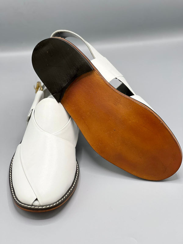 Watan speical leather sole chappal (white color 100% leather)