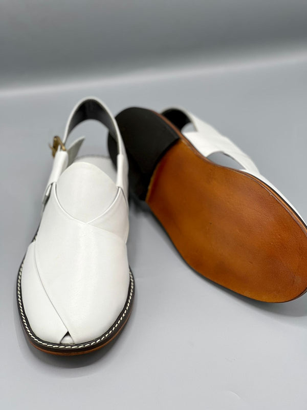 Watan speical leather sole chappal (white color 100% leather)