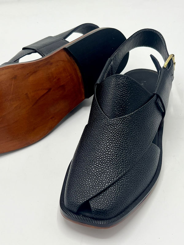 Watan speical leather sole chappal (black doted 100 % leather)