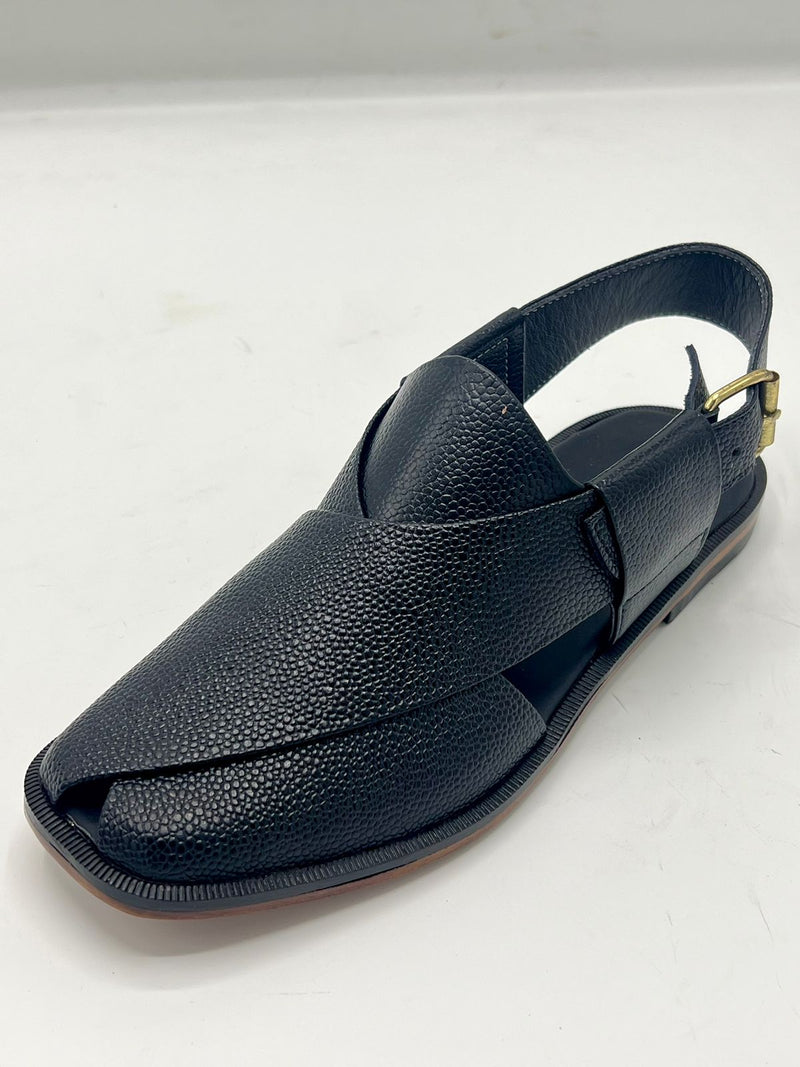 Watan speical leather sole chappal (black doted 100 % leather)