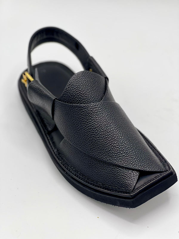 Light weight jut black leather chappal