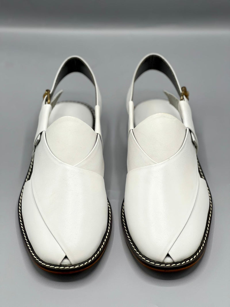 Watan speical leather sole chappal (white color 100% leather)
