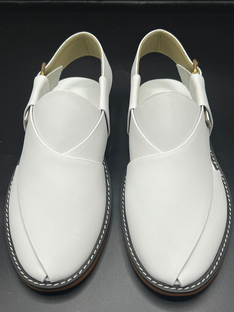 Watan speical leather sole chappal (white color 100% leather)