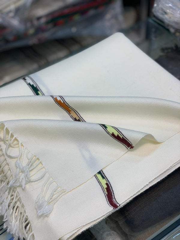Sahidar off white color shawl (handmade and woolen light weight)
